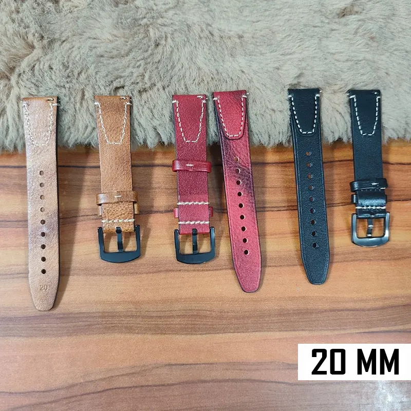 20mm Red Watch Strap Genuen Leather Premium Quality